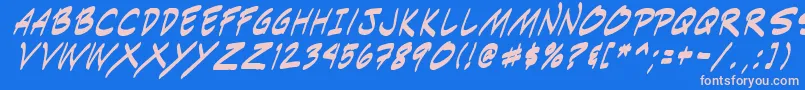 Indiksi0-fontti – vaaleanpunaiset fontit sinisellä taustalla