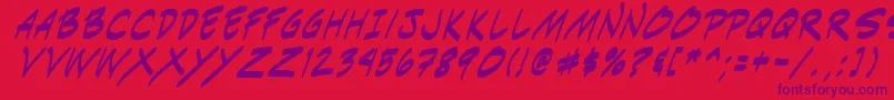 フォントIndiksi0 – 赤い背景に紫のフォント