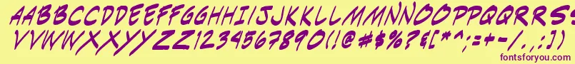 Indiksi0-fontti – violetit fontit keltaisella taustalla