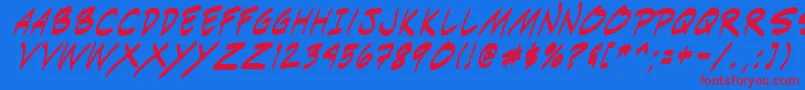フォントIndiksi0 – 赤い文字の青い背景