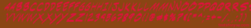 フォントIndiksi0 – 赤い文字が茶色の背景にあります。