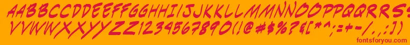 Indiksi0-Schriftart – Rote Schriften auf orangefarbenem Hintergrund