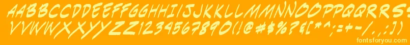 Indiksi0-fontti – keltaiset fontit oranssilla taustalla