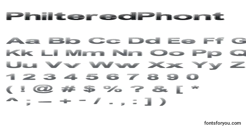 Schriftart PhilteredPhont – Alphabet, Zahlen, spezielle Symbole