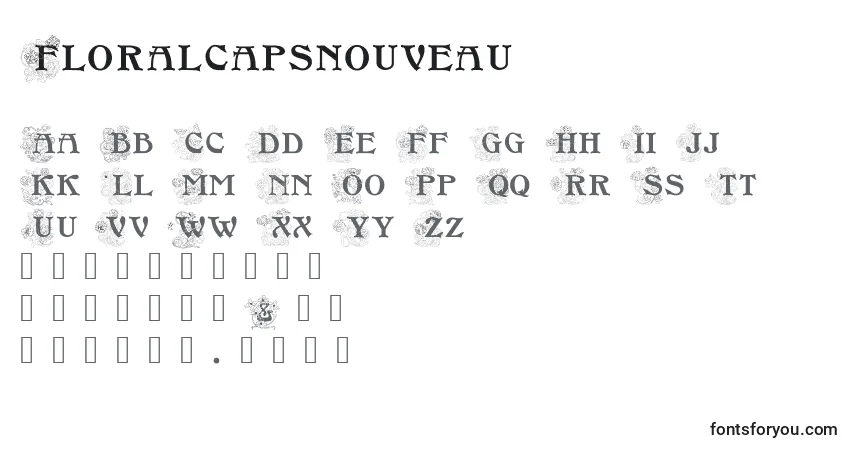 A fonte Floralcapsnouveau – alfabeto, números, caracteres especiais