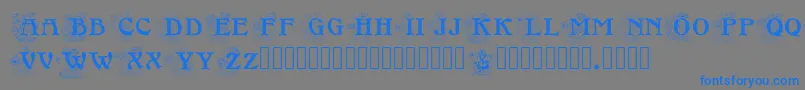Floralcapsnouveau Font – Blue Fonts on Gray Background