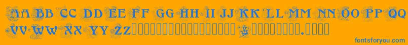 Floralcapsnouveau Font – Blue Fonts on Orange Background