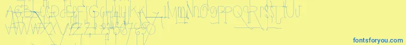 Yolasm-Schriftart – Blaue Schriften auf gelbem Hintergrund