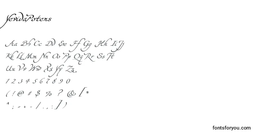 Schriftart YevidaPotens – Alphabet, Zahlen, spezielle Symbole