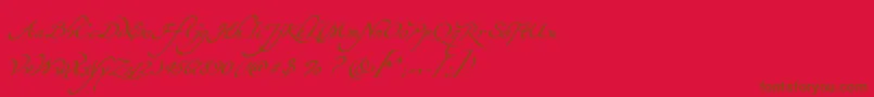 YevidaPotens-Schriftart – Braune Schriften auf rotem Hintergrund