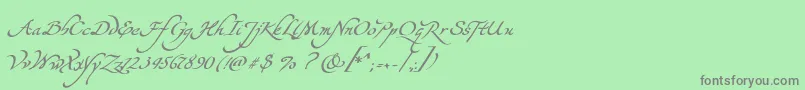 フォントYevidaPotens – 緑の背景に灰色の文字