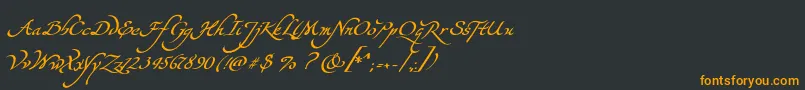 フォントYevidaPotens – 黒い背景にオレンジの文字