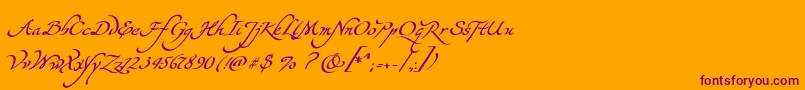 YevidaPotens-fontti – violetit fontit oranssilla taustalla