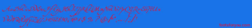YevidaPotens Font – Red Fonts on Blue Background