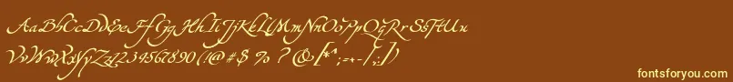 YevidaPotens-fontti – keltaiset fontit ruskealla taustalla