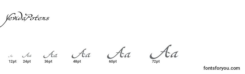 Размеры шрифта YevidaPotens
