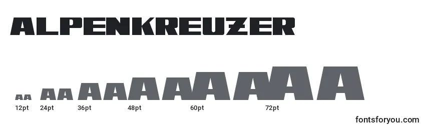 Размеры шрифта Alpenkreuzer