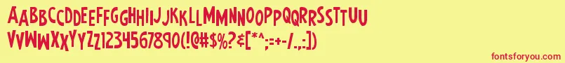 Earthsmightiestjumble Font – Red Fonts on Yellow Background