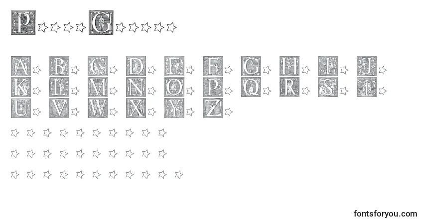 Schriftart PictoGlyphs – Alphabet, Zahlen, spezielle Symbole