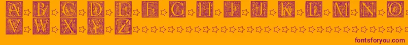 PictoGlyphs-Schriftart – Violette Schriften auf orangefarbenem Hintergrund