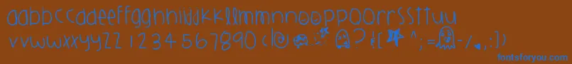 Weitere Informationen zur Harlemsplayground-Schriftart Harlemsplayground-Schriftart – Blaue Schriften auf braunem Hintergrund
