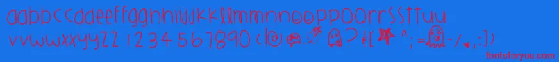 Harlemsplayground-Schriftart – Rote Schriften auf blauem Hintergrund