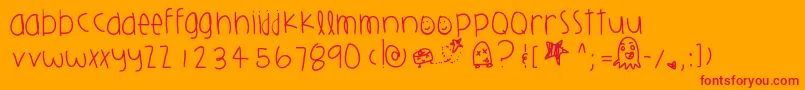 Harlemsplayground-Schriftart – Rote Schriften auf orangefarbenem Hintergrund