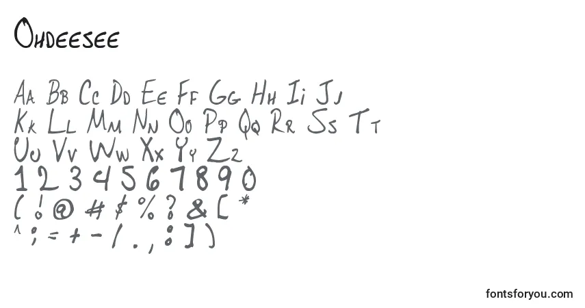 Schriftart Ohdeesee – Alphabet, Zahlen, spezielle Symbole