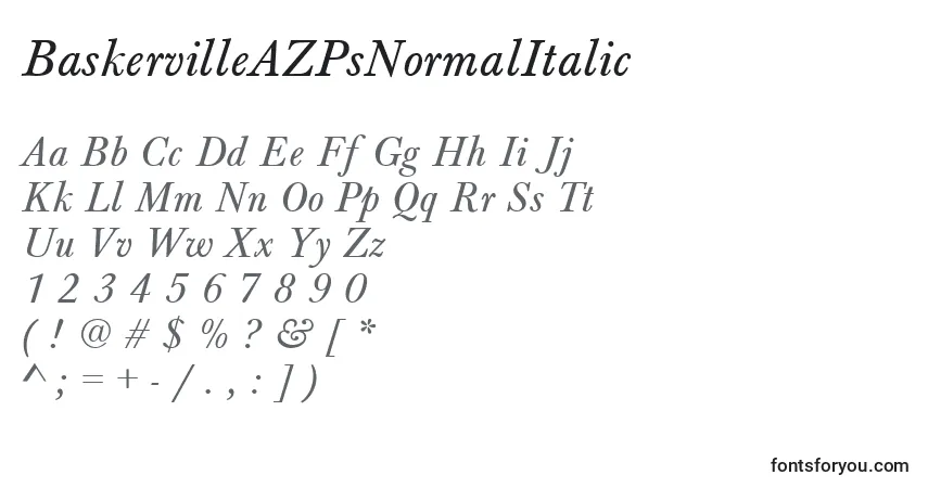 BaskervilleAZPsNormalItalic Font – alphabet, numbers, special characters