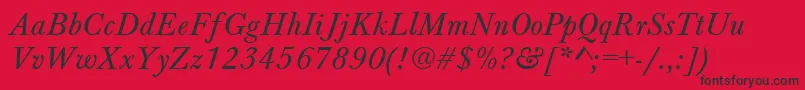 Шрифт BaskervilleAZPsNormalItalic – чёрные шрифты на красном фоне