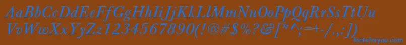 BaskervilleAZPsNormalItalic Font – Blue Fonts on Brown Background