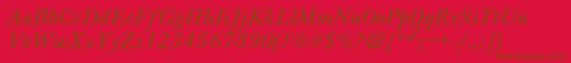 フォントBaskervilleAZPsNormalItalic – 赤い背景に茶色の文字