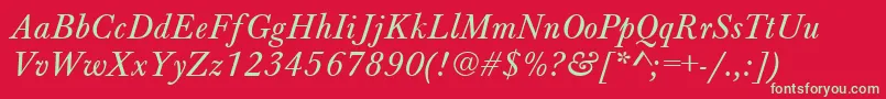 BaskervilleAZPsNormalItalic-fontti – vihreät fontit punaisella taustalla