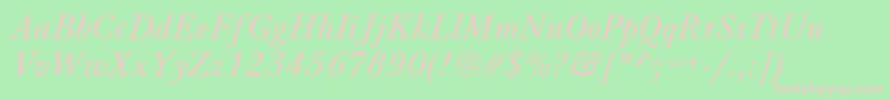 Шрифт BaskervilleAZPsNormalItalic – розовые шрифты на зелёном фоне