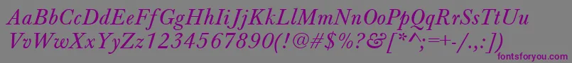 フォントBaskervilleAZPsNormalItalic – 紫色のフォント、灰色の背景