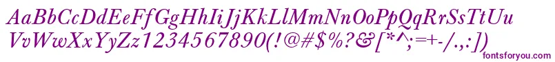 BaskervilleAZPsNormalItalic-Schriftart – Violette Schriften auf weißem Hintergrund