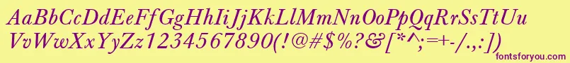 BaskervilleAZPsNormalItalic Font – Purple Fonts on Yellow Background