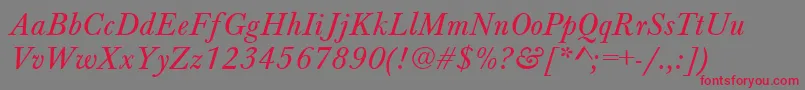 Шрифт BaskervilleAZPsNormalItalic – красные шрифты на сером фоне