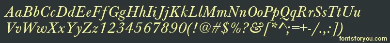 BaskervilleAZPsNormalItalic Font – Yellow Fonts on Black Background