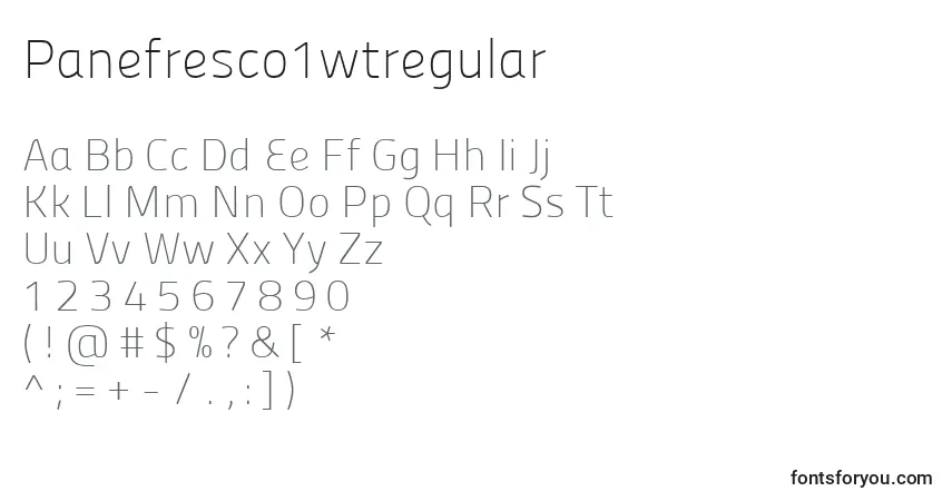 Schriftart Panefresco1wtregular – Alphabet, Zahlen, spezielle Symbole