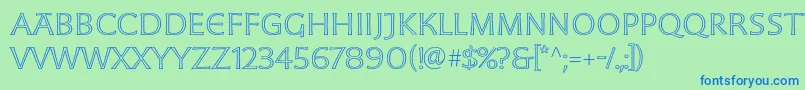 フォントMoonglowLightext – 青い文字は緑の背景です。