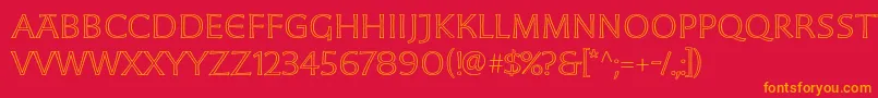 MoonglowLightext-fontti – oranssit fontit punaisella taustalla