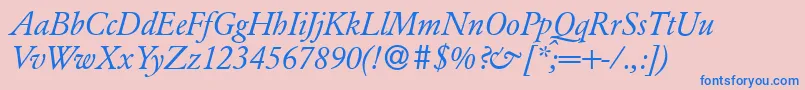 Fonte ClassicgarfeldItalic – fontes azuis em um fundo rosa
