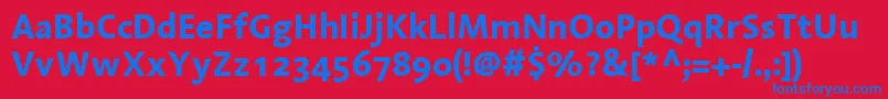 フォントLinotypeAromaBold – 赤い背景に青い文字