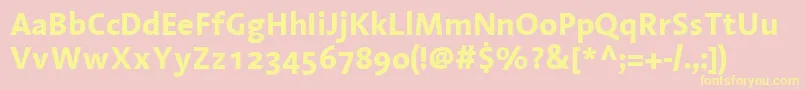 LinotypeAromaBold-Schriftart – Gelbe Schriften auf rosa Hintergrund