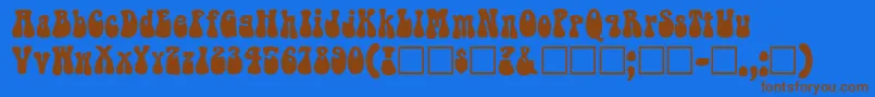 フォントBeatriceRegular – 茶色の文字が青い背景にあります。