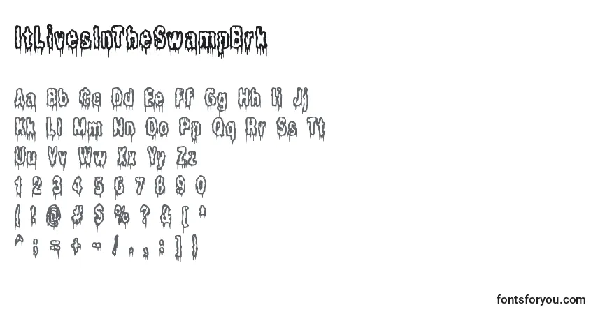 A fonte ItLivesInTheSwampBrk – alfabeto, números, caracteres especiais