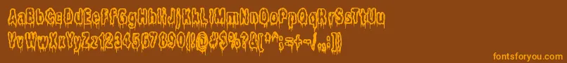 ItLivesInTheSwampBrk-Schriftart – Orangefarbene Schriften auf braunem Hintergrund