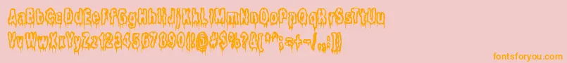 フォントItLivesInTheSwampBrk – オレンジの文字がピンクの背景にあります。