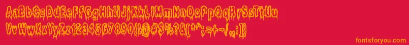 ItLivesInTheSwampBrk-Schriftart – Orangefarbene Schriften auf rotem Hintergrund